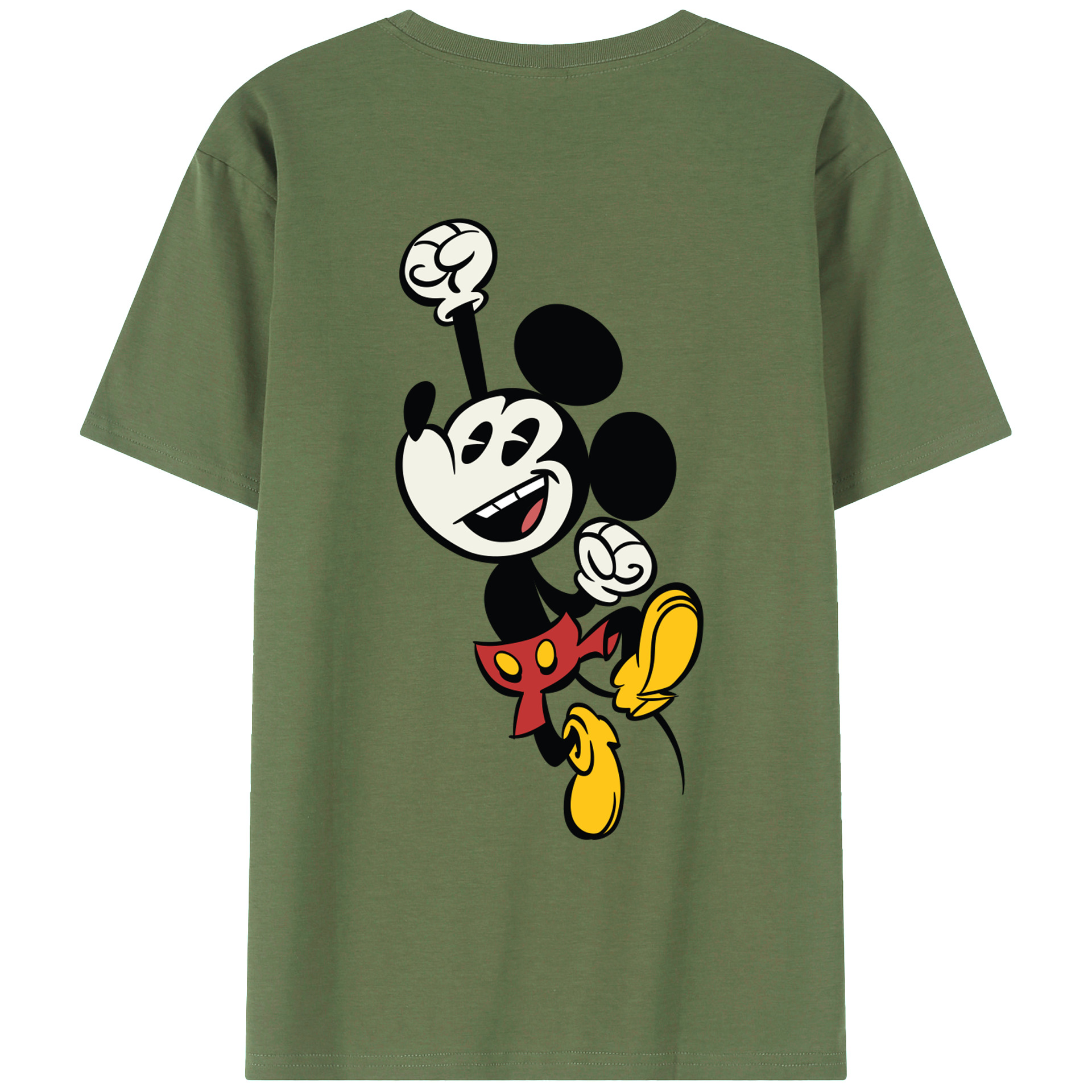 ミッキーマウス Mickey Mouse 綿100％ メンズ半袖Tシャツ（バックプリント） 通気性